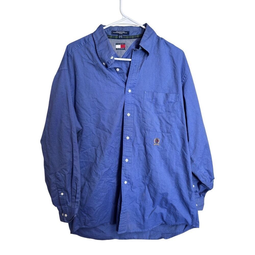 Tommy Hilfiger Dress Shirt 15 1/2 Blue 32-33 Long Sleeve Mens M Medium